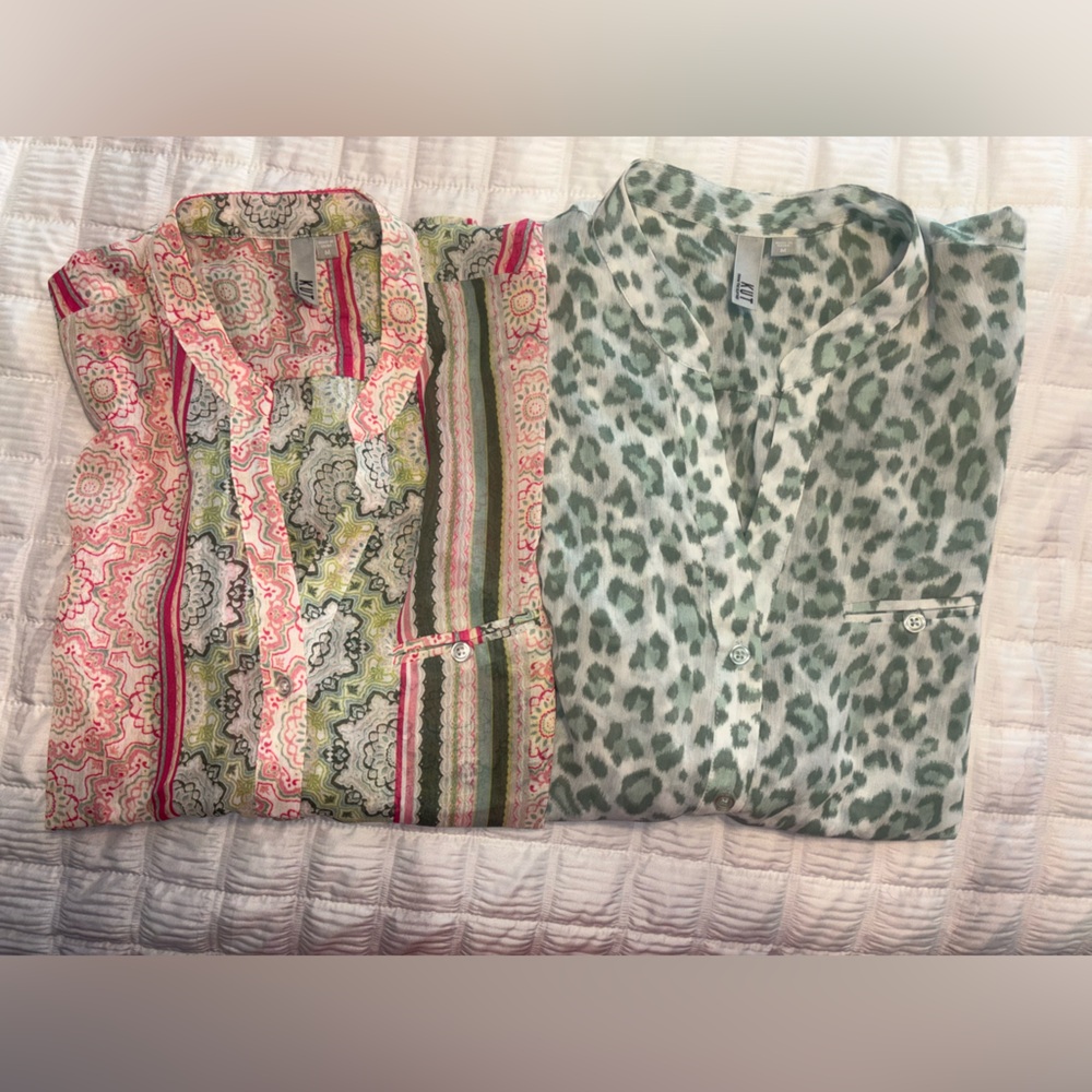 KUT from the Kloth Lot 2 Sheer Long Sleeve Tops Leopard Floral Colorful Size M